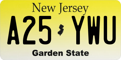 NJ license plate A25YWU