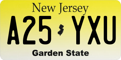 NJ license plate A25YXU