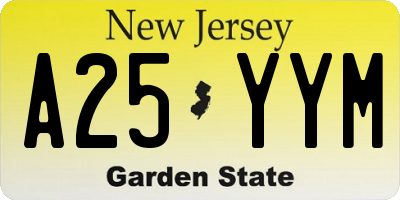 NJ license plate A25YYM