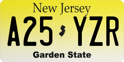 NJ license plate A25YZR