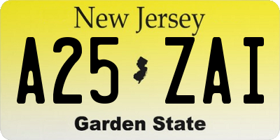 NJ license plate A25ZAI