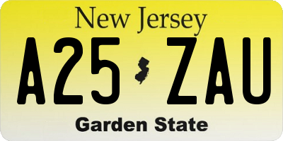 NJ license plate A25ZAU