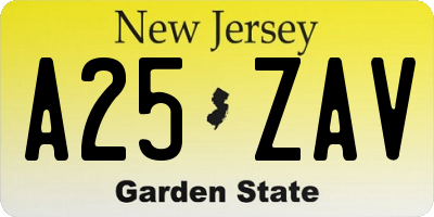 NJ license plate A25ZAV