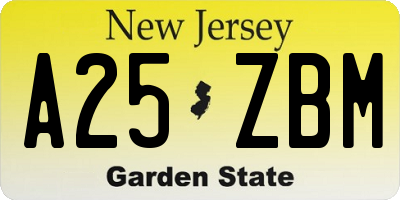 NJ license plate A25ZBM
