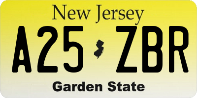 NJ license plate A25ZBR