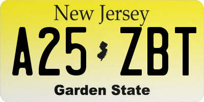 NJ license plate A25ZBT