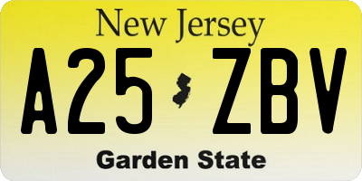 NJ license plate A25ZBV