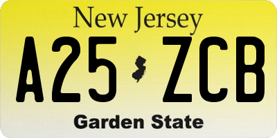 NJ license plate A25ZCB