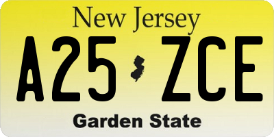NJ license plate A25ZCE