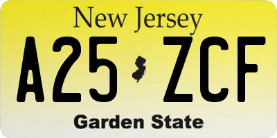 NJ license plate A25ZCF