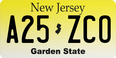 NJ license plate A25ZCO