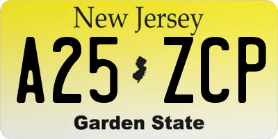 NJ license plate A25ZCP