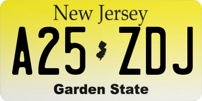 NJ license plate A25ZDJ