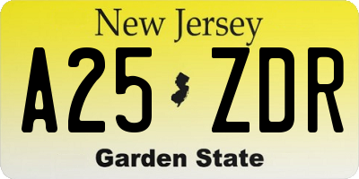 NJ license plate A25ZDR