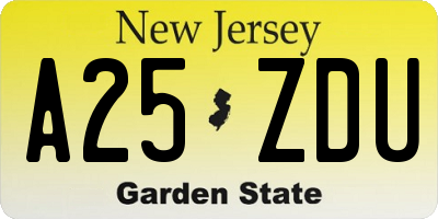 NJ license plate A25ZDU