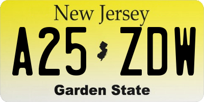 NJ license plate A25ZDW