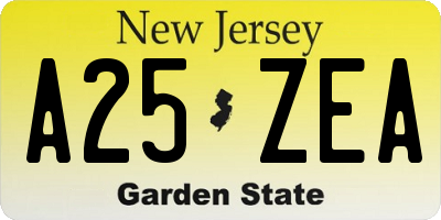 NJ license plate A25ZEA