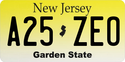 NJ license plate A25ZEO