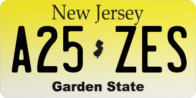 NJ license plate A25ZES