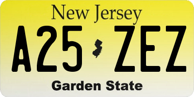 NJ license plate A25ZEZ