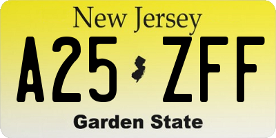NJ license plate A25ZFF