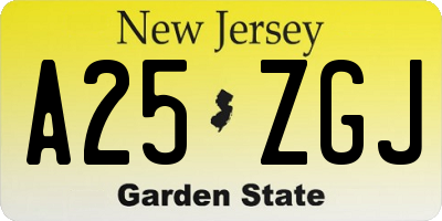 NJ license plate A25ZGJ