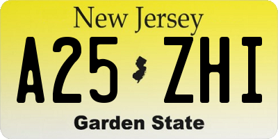 NJ license plate A25ZHI
