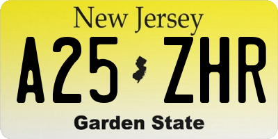 NJ license plate A25ZHR