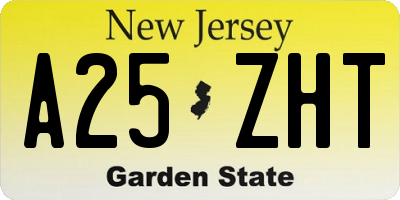 NJ license plate A25ZHT