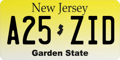 NJ license plate A25ZID