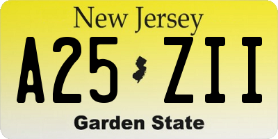 NJ license plate A25ZII