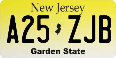 NJ license plate A25ZJB