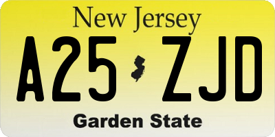 NJ license plate A25ZJD