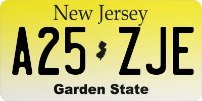 NJ license plate A25ZJE