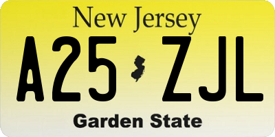 NJ license plate A25ZJL