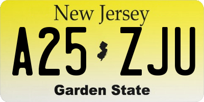 NJ license plate A25ZJU