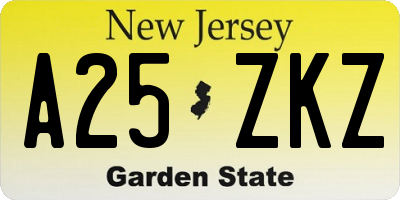 NJ license plate A25ZKZ