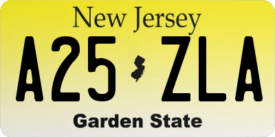 NJ license plate A25ZLA