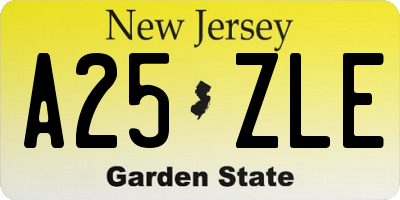 NJ license plate A25ZLE
