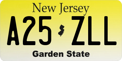 NJ license plate A25ZLL