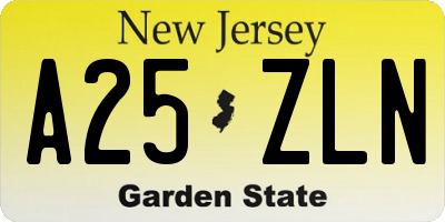 NJ license plate A25ZLN