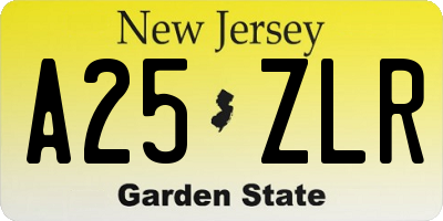 NJ license plate A25ZLR