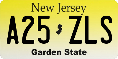NJ license plate A25ZLS