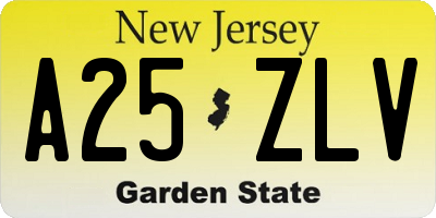 NJ license plate A25ZLV