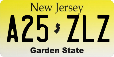 NJ license plate A25ZLZ