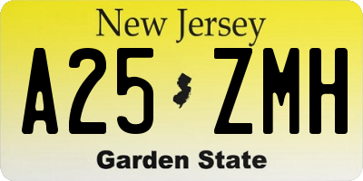 NJ license plate A25ZMH