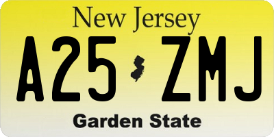NJ license plate A25ZMJ