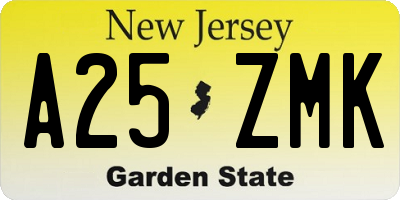 NJ license plate A25ZMK