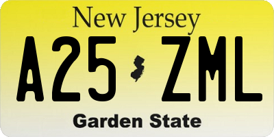 NJ license plate A25ZML