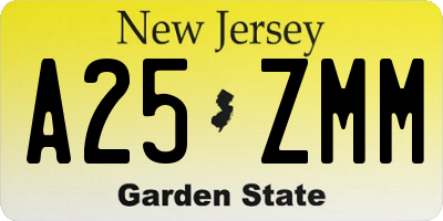 NJ license plate A25ZMM